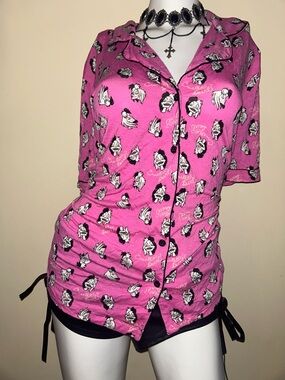 Joe Fresh Pink Disney Villain Face Print Top